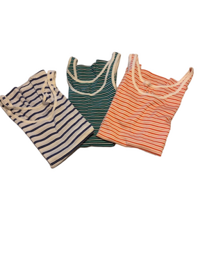 Merona Multi-colored Striped Ribbed Tank Tops set of 3 size medium
